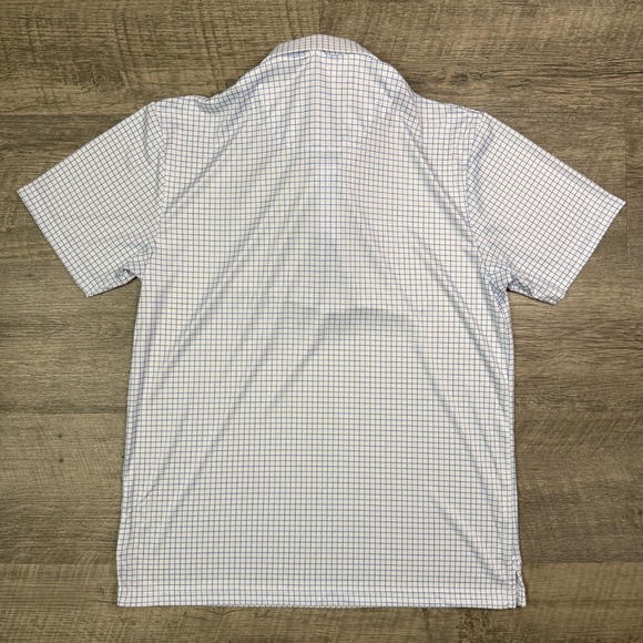NWT Collars & Co polo mens medium white blue check business casual active golf - Picture 3 of 8